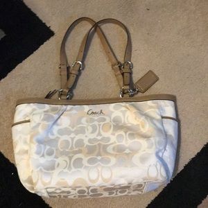 Coach cream, white and beige tote
